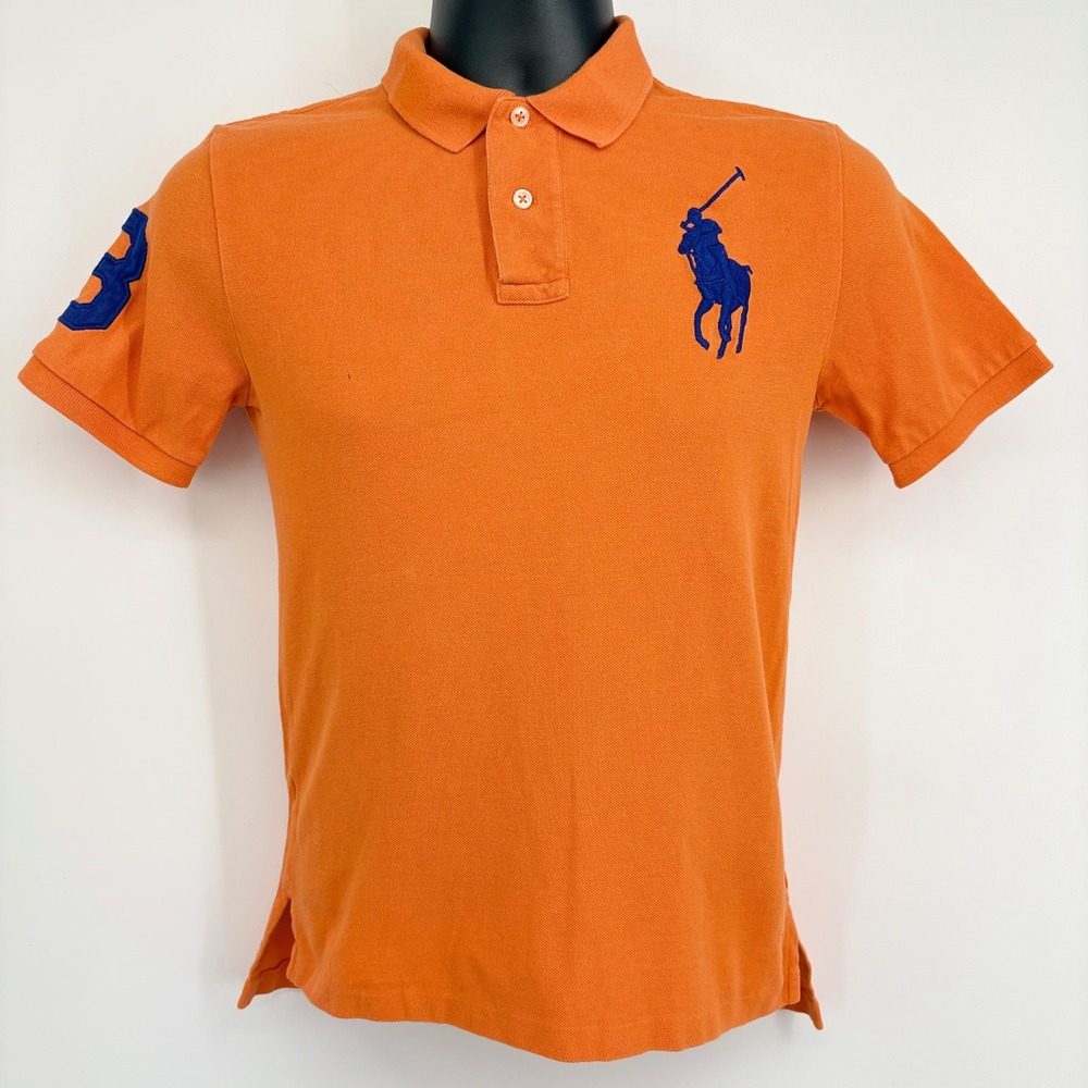 Polo Ralph Lauren Polo Shirt Kids M 10-12 Orange Big Pony Short Sleeve Top